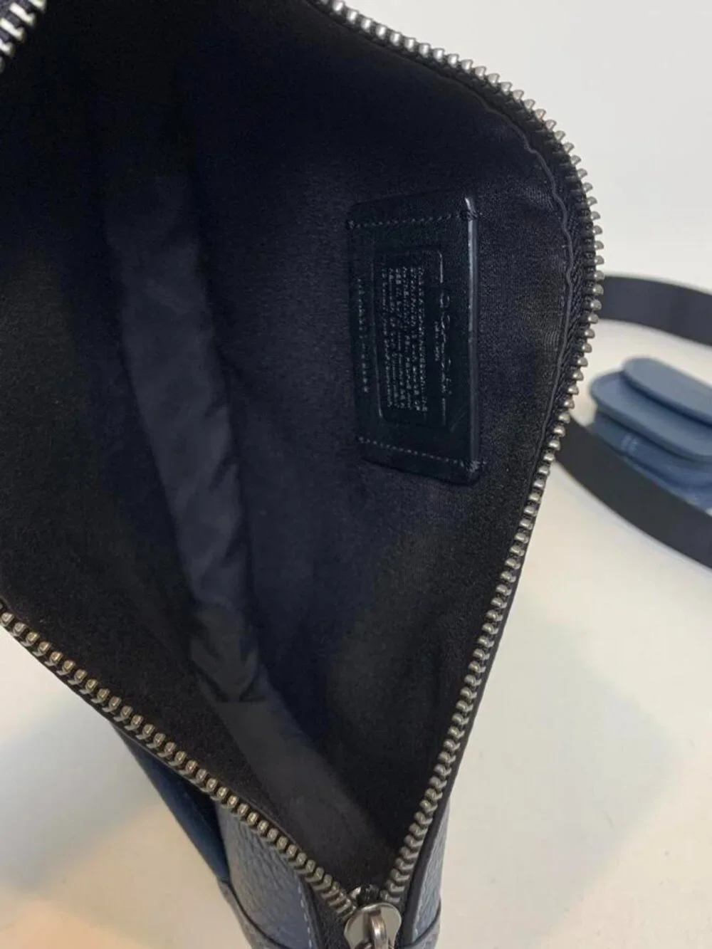 Blue pebble leather Coach